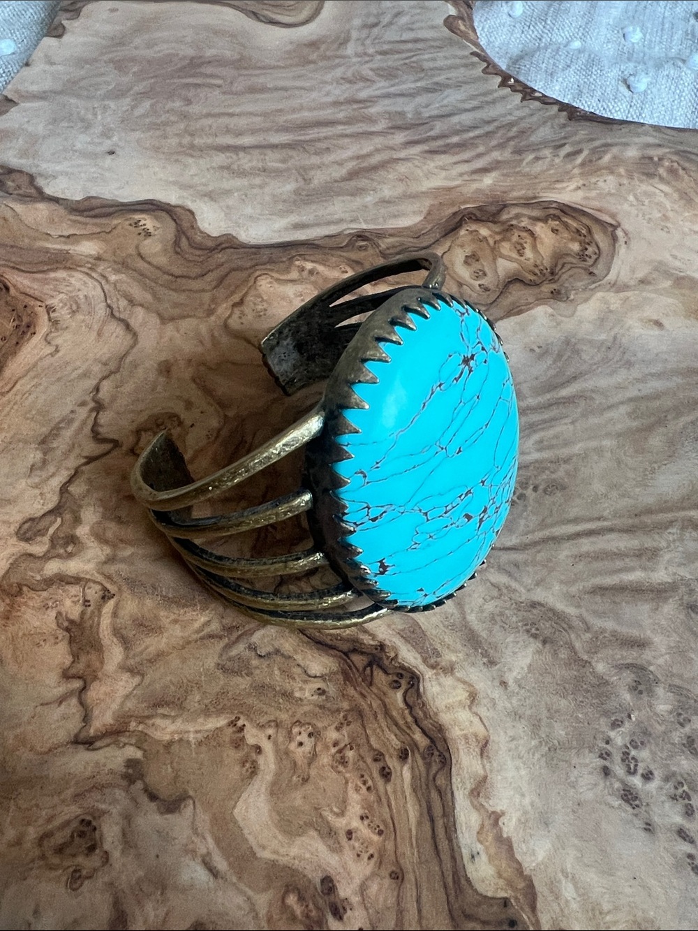 Lucky Brand Turquoise-Blue Stone Cuff Bracelet